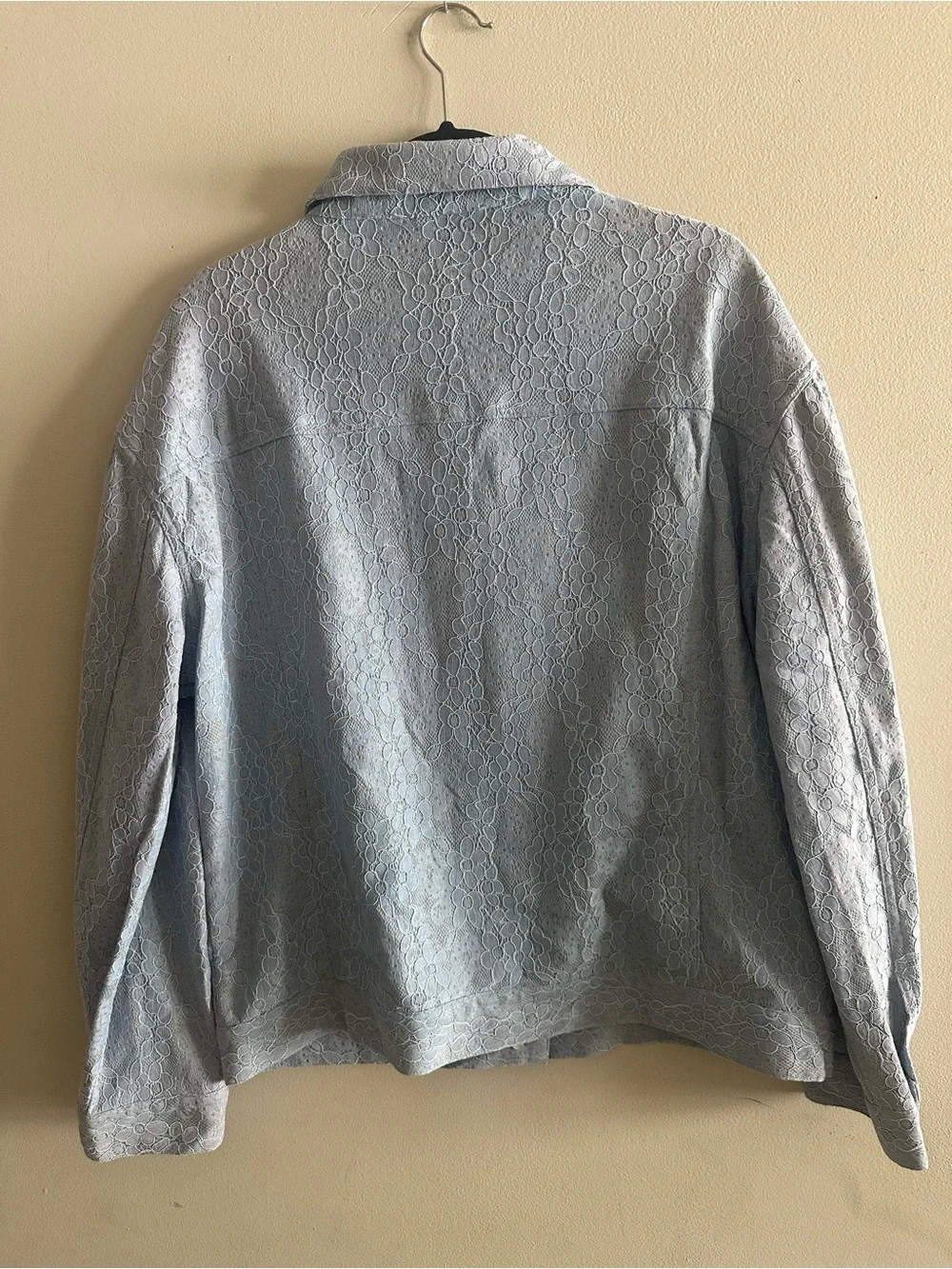Dolce Cabo Pale Blue Lace-Detail Jeans Jacket Size L